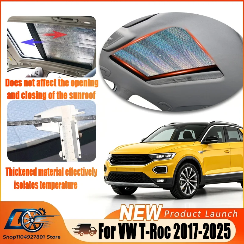 For VW T-Roc 2017-2025, 2X Panoramic Roof Sunshade Anti-UV Heat Shield, Keeps Cabin Cool, Direct Fit.2018 2019 2020 2021