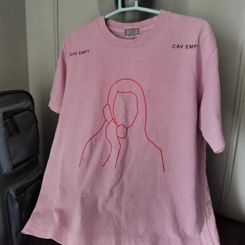 Pink CAVEMPT Tshirt Summer Men Women Cotton Line Woman Phone Circuit Board Drawing Pattern CE  Short Sleeve Street Tops Cleanfit
