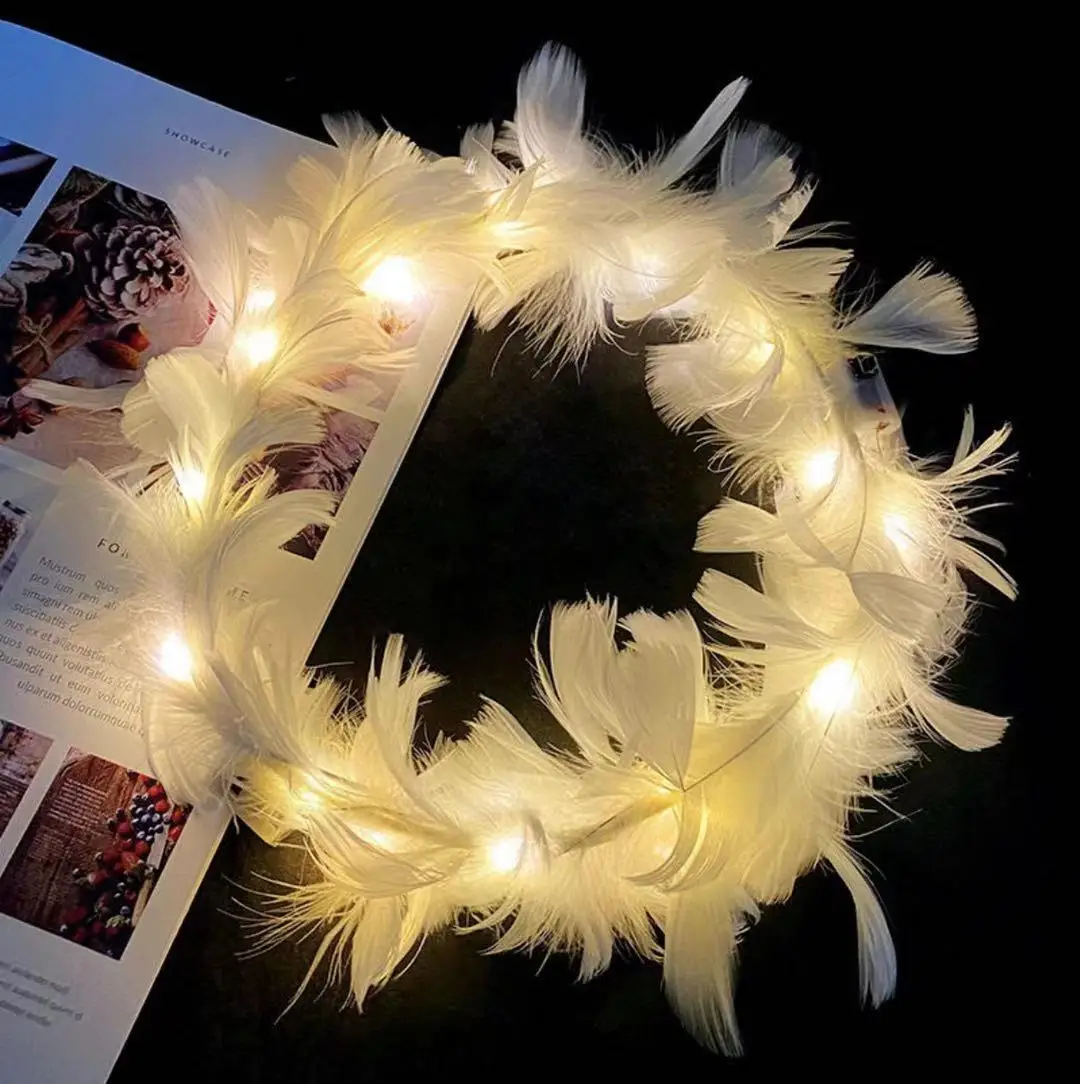 Shine Hair Clasp Shining Angel Goose Feather Flower Wreath piuma scintillante copricapo Fashion Toy party birthday holiday decora