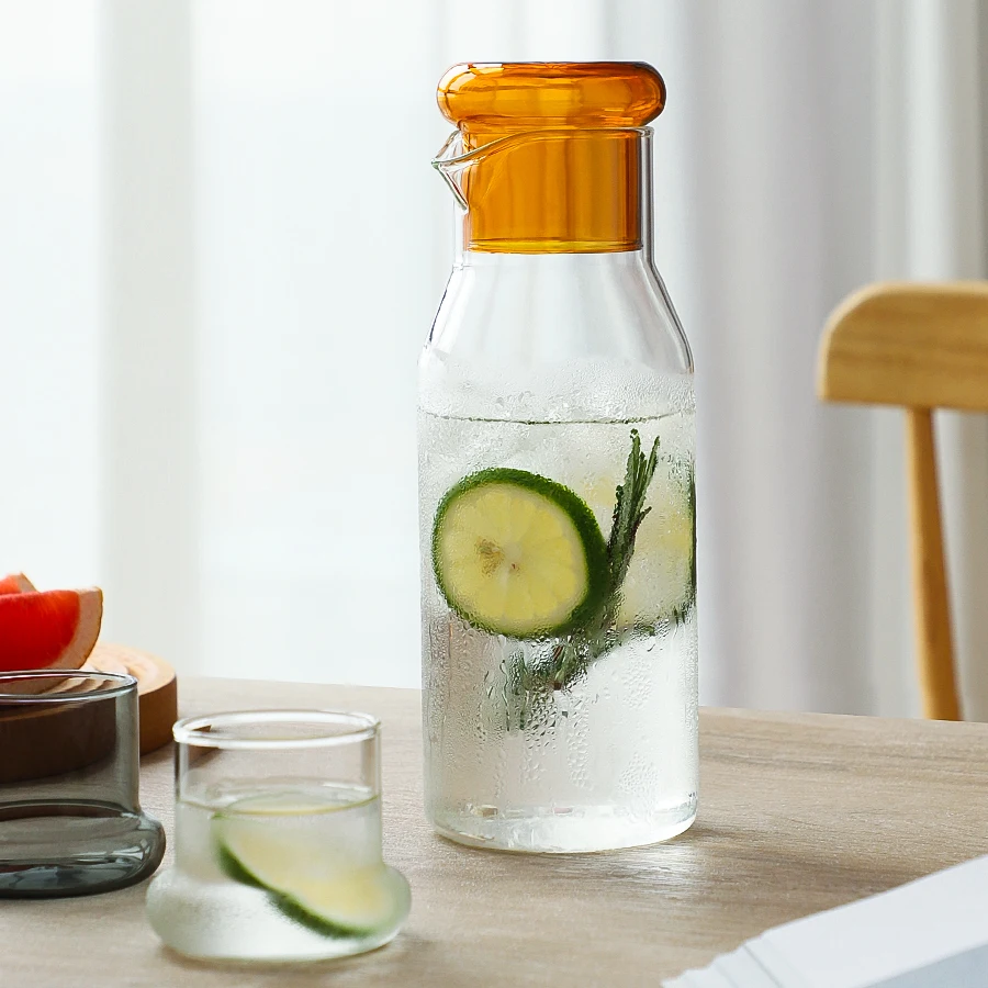 Heat-resistant Glass Jar For Milk Ice Coffee Water And Juice Refrigerator Pitcher Teapot Carafe Cold Brew Drinking Bottle Jug