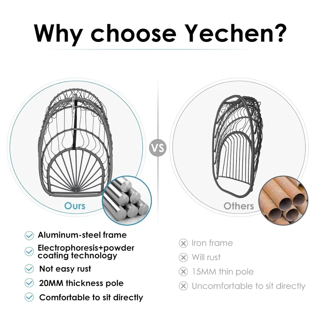 

Swing Egg Chair Without Stand Indoor Outdoor, Foldable Wicker Rattan Hanging Egg Chairs Hammock Egg Basket Chair, Customized