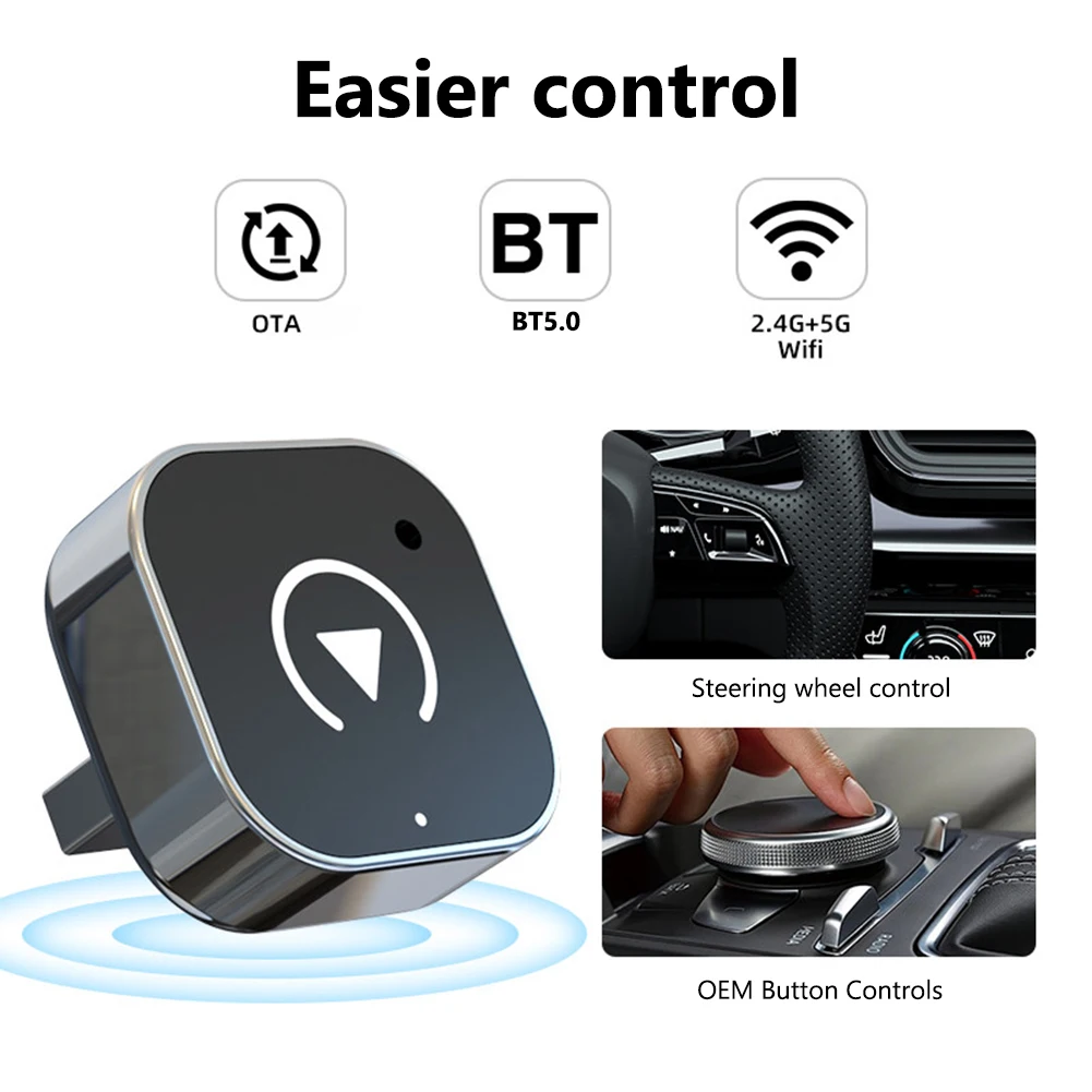 Dongle CarPlay filaire vers sans fil et Android Auto, Mini boîtier adaptateur intelligent filaire vers sans fil, connexion automatique, Dongle 2 en 1