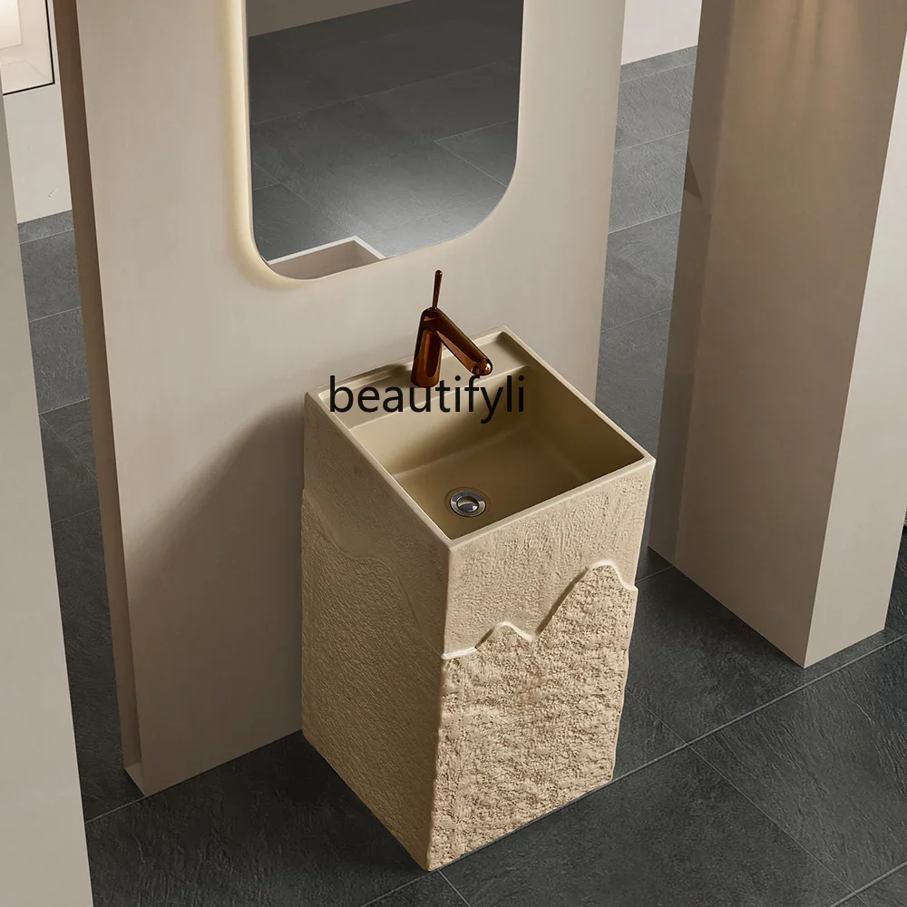

Asmt52 Medieval style integrated molding cream color floor-to-ceiling hand washing column basin villa bed and breakfast hotel