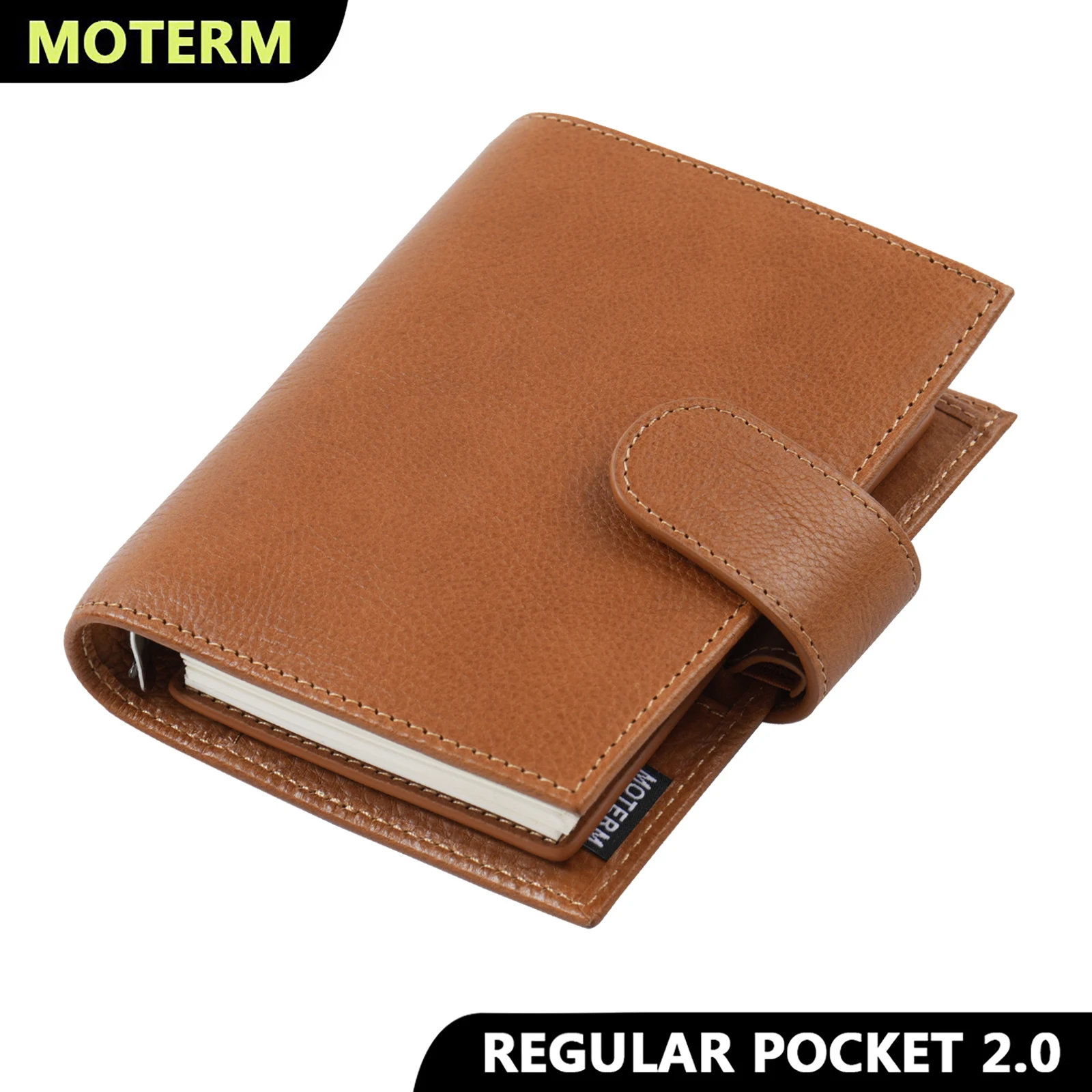 Moterm Full Grain Vegetable Tanned Leather Pocket Size Regular 2.0 Rings Planner A7 Notebook Agenda Organizer Diary Sketchbook