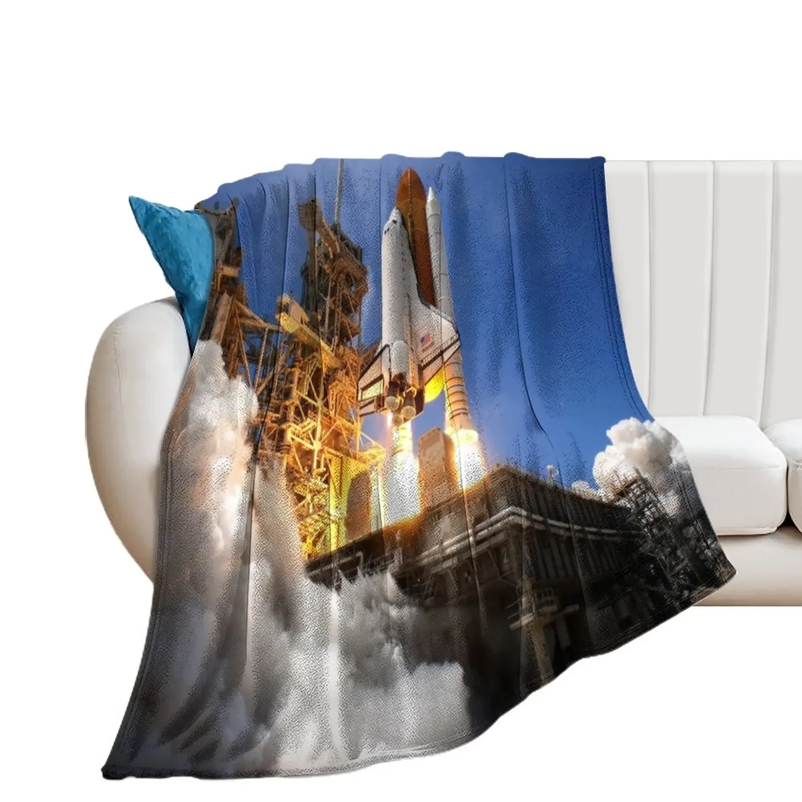 SPACE SHUTTLE ATLANTIS LAUNCH Throw Blanket Single Blankets For Bed Blankets