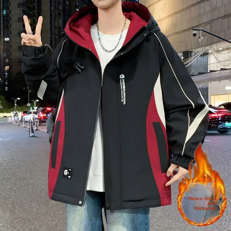

Утепленная хлопковая куртка для мужчин, водонепроницаемая, с капюшоном, осенне-зимняя, новая молодежная модная модель, повседневная, с длинными рукавами, на молнии