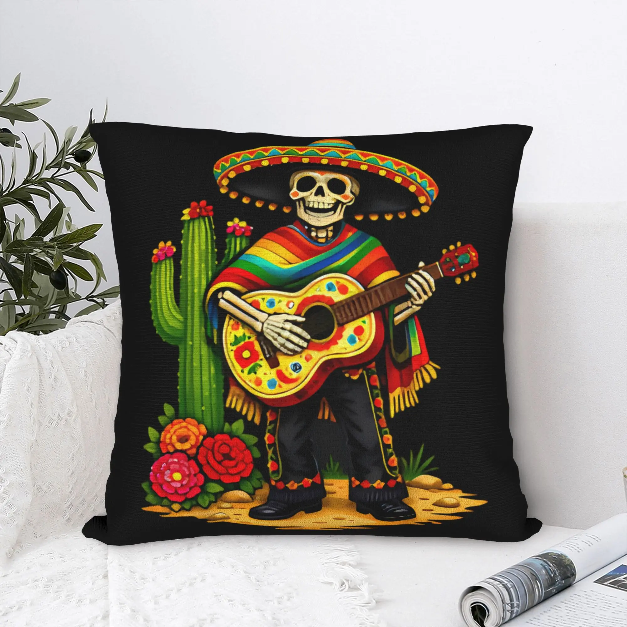 Let's FIESTA Party Printed Pillow Cover Mexican Amigo Cinco De Mayo Sombrero Retro Trendy Pillow Case For Living Room Bed Chair