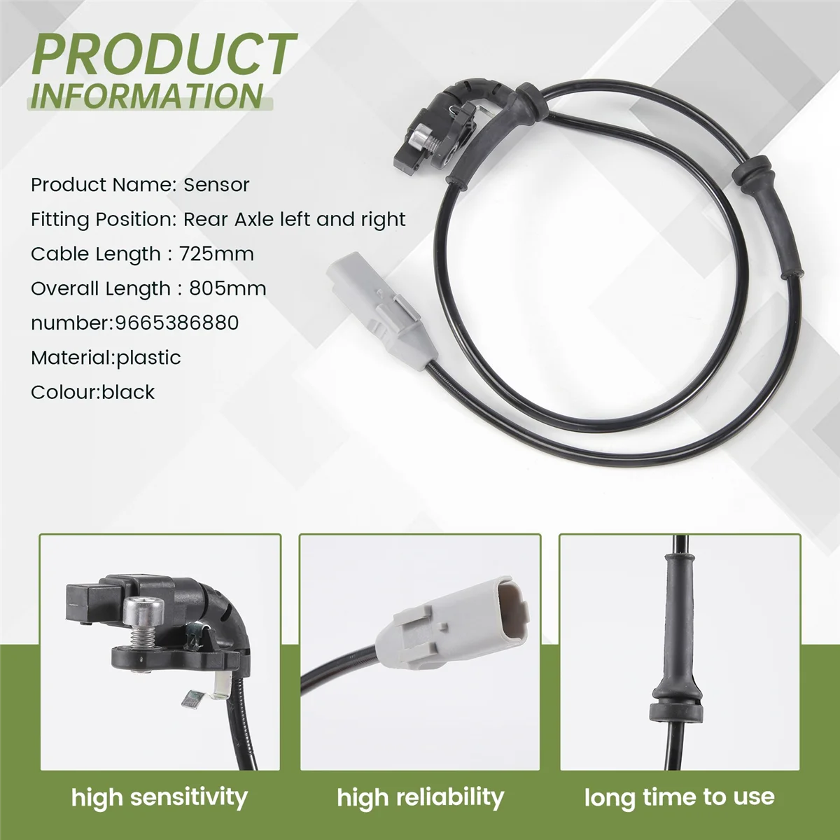 #314W Speed Sensor Rear Wheel ABS 4545L0 for Peugeot 308 408 C4 DS4 2008-2017 (black)