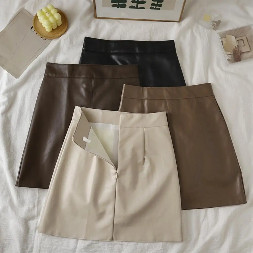 

Large Size 3XL Elegant Office Women Sexy Mini Skirts PU Leather Casual Solid Color Skirts 2025 Fashion Overskirt Bottoms ﻿