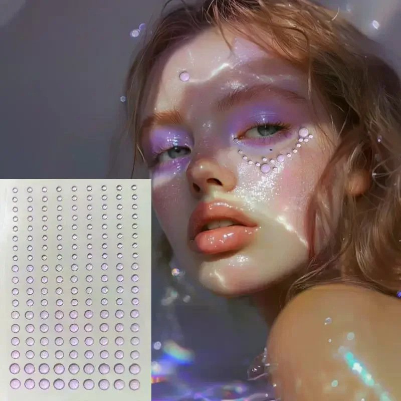 3/4/5/6 مللي متر ثلاثية الأبعاد حجر الراين عيون الوجه ماكياج الوشم المؤقت الذاتي لاصق واضح قطرة الماء ملصقات مهرجان المرحلة الجسم ديكور فني #5