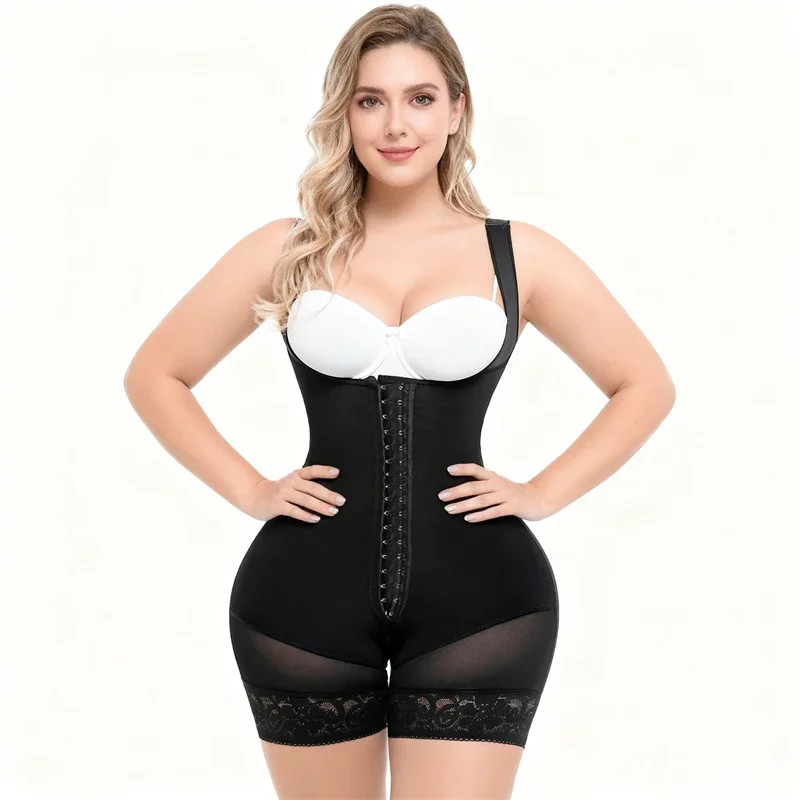 High Compression Fajas Colombianas Women Slimming Full Body Shaper Open Chest Button Shaping Jumpsuit One Piece Shapewear 2027