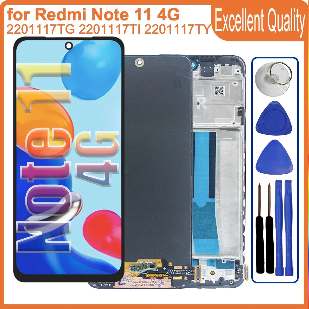 AMOLED LCD for Xiaomi Redmi Note 11 4G LCD Display 2201117TY Touch Screen Digitizer for Redmi Note 11 4G 2201117TG LCD Display