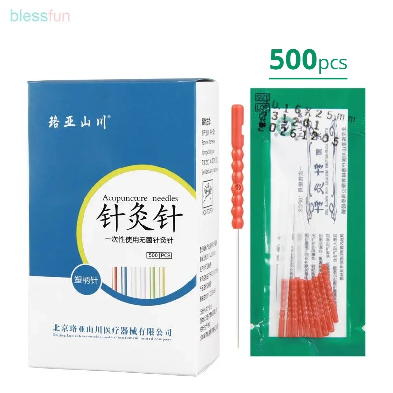 0.12/0.14mm Tiny Sterile Cosmetic Acupuncture Needle 500Pcs Colorful Handle Aseptic Facial Hand Body Beauty Abdomen Massage