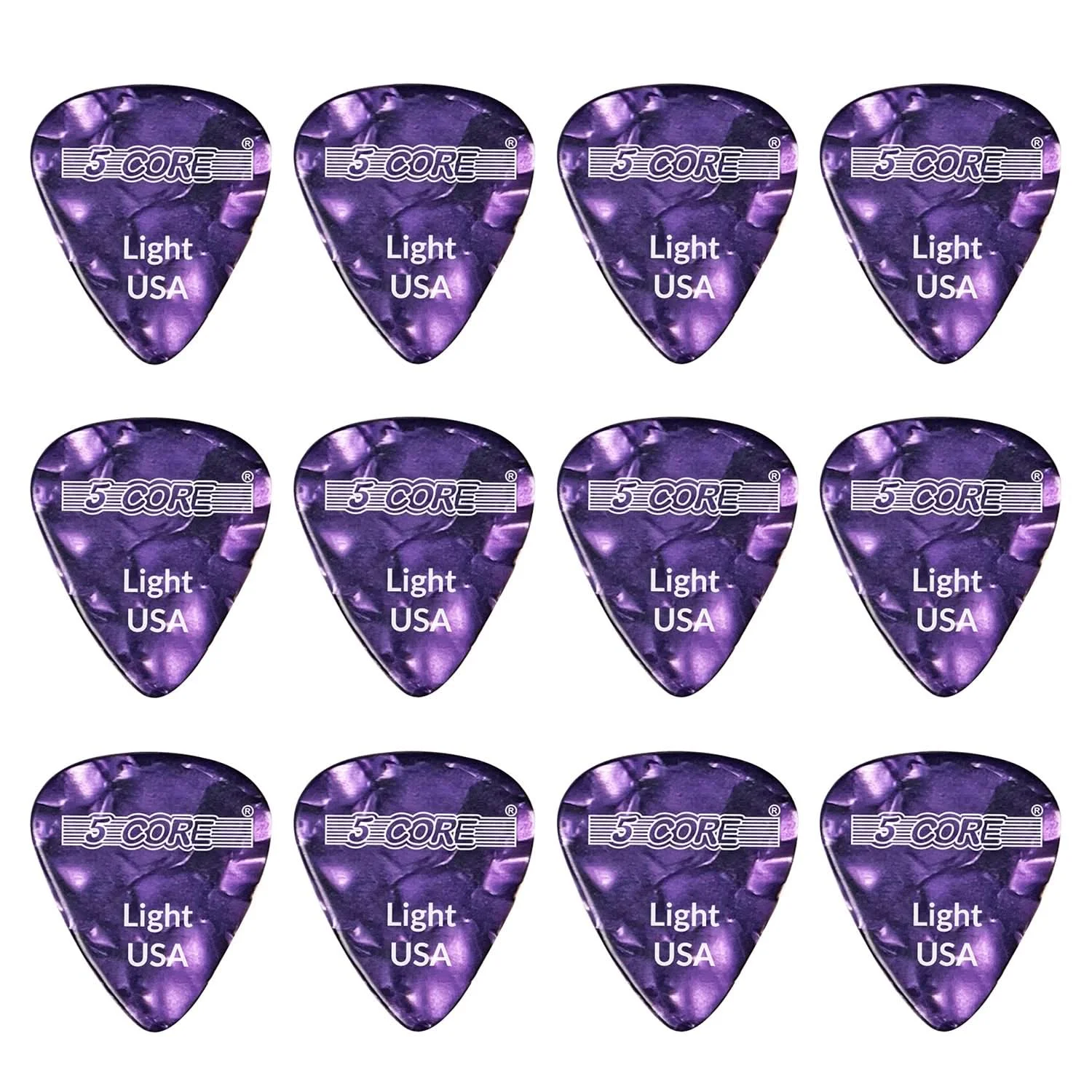 

5 Core Guitar Picks Celluloid Light Gauge 0.46mm Pick - Acoustic Electric Bass Guitars G PICK L PR 12PK