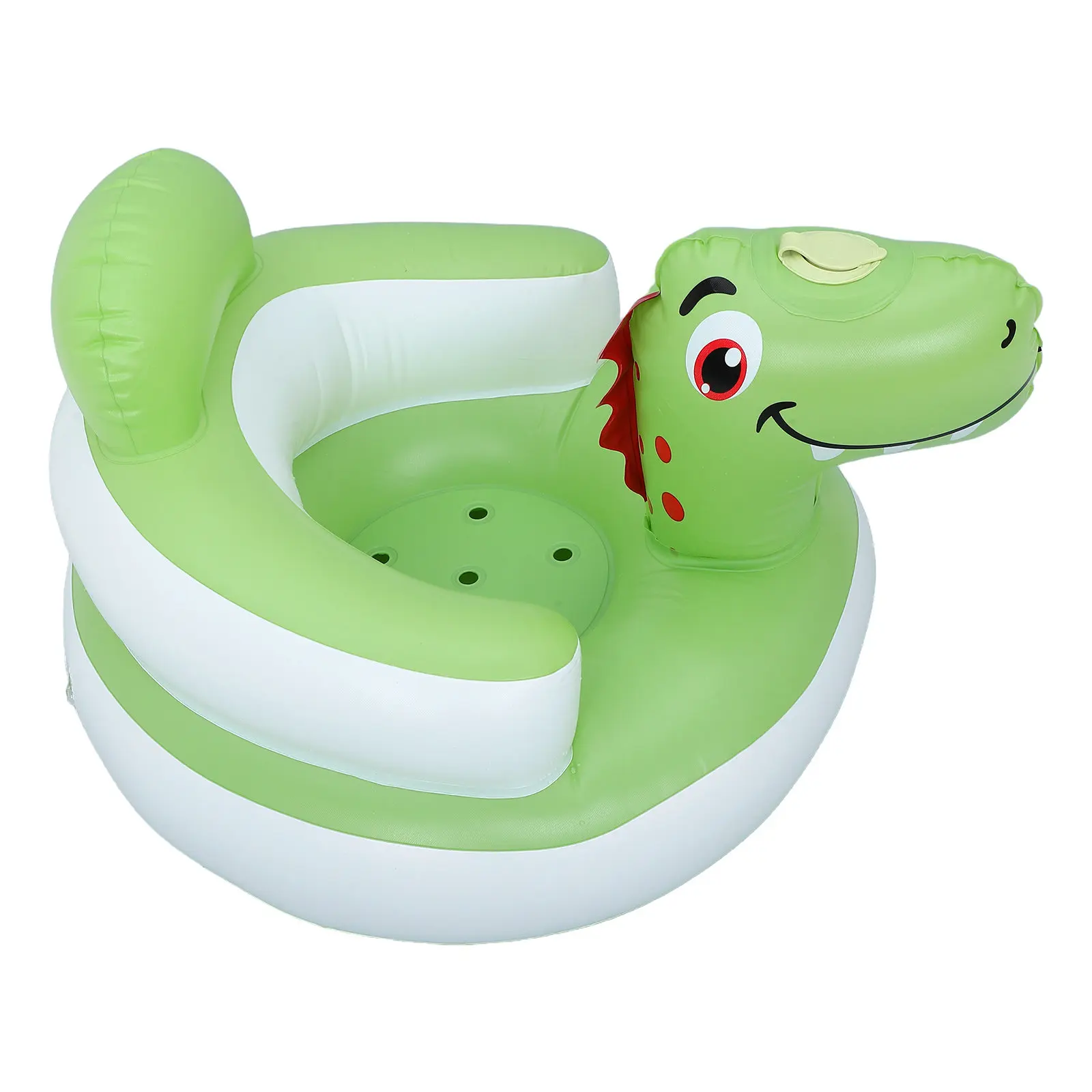 Baby Inflatable Seat with Straps Quick Inflate Deflate Durable PVC Material for Sitting Up Playtime Feeding Light Green