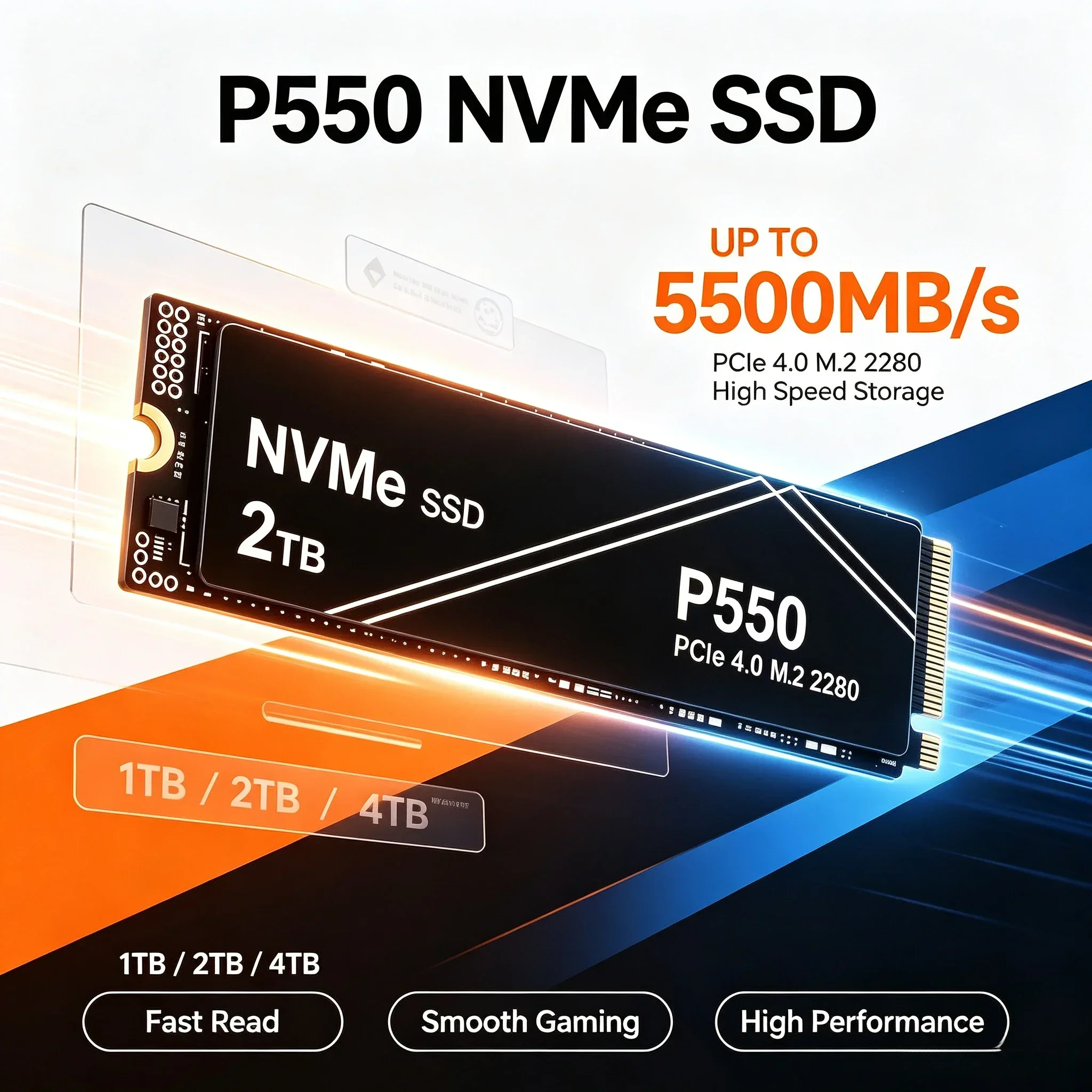 New P550 SSD 1TB-4TB NVMe PCIe Gen, 7100MB/s Max Seq Read Speed, Internal Drive for Gaming Laptops and Desktop PC Systems.