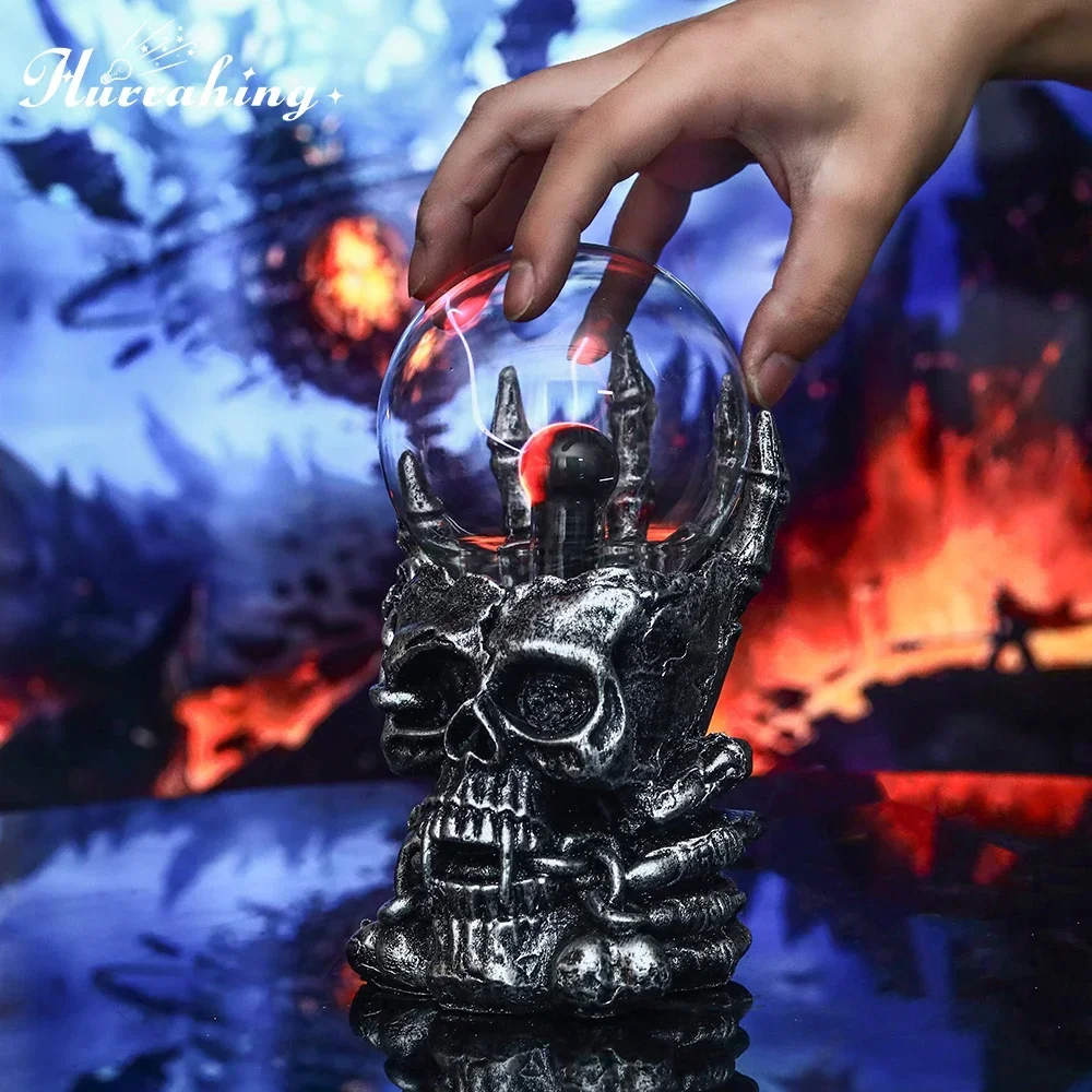 

Chain Skull Crystal Plasma Light 4 Inch Glass Ball Touch Sensing Science Enlightenment Cool Interior Table Decoration Ornament