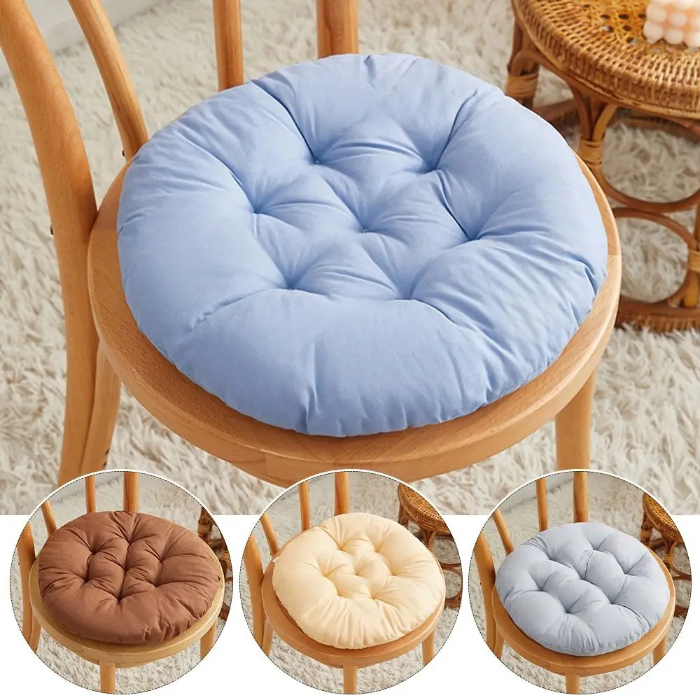 Durable Nap Pillow Round Pad Thicken Solid Color Seat Cushion Non-slip Round Cushion Dining