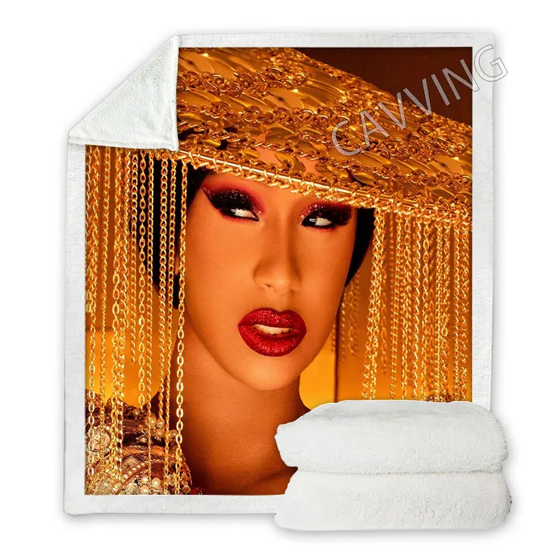 Cardi B  3D Printed  Sherpa Blanket Rectangle Blanket Textiles Fleece Wearable Blanket Throw Blanket Home Decor