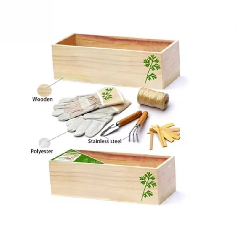

High quality wooden/metal/polyester herb plant pot kit flower garden hand tools