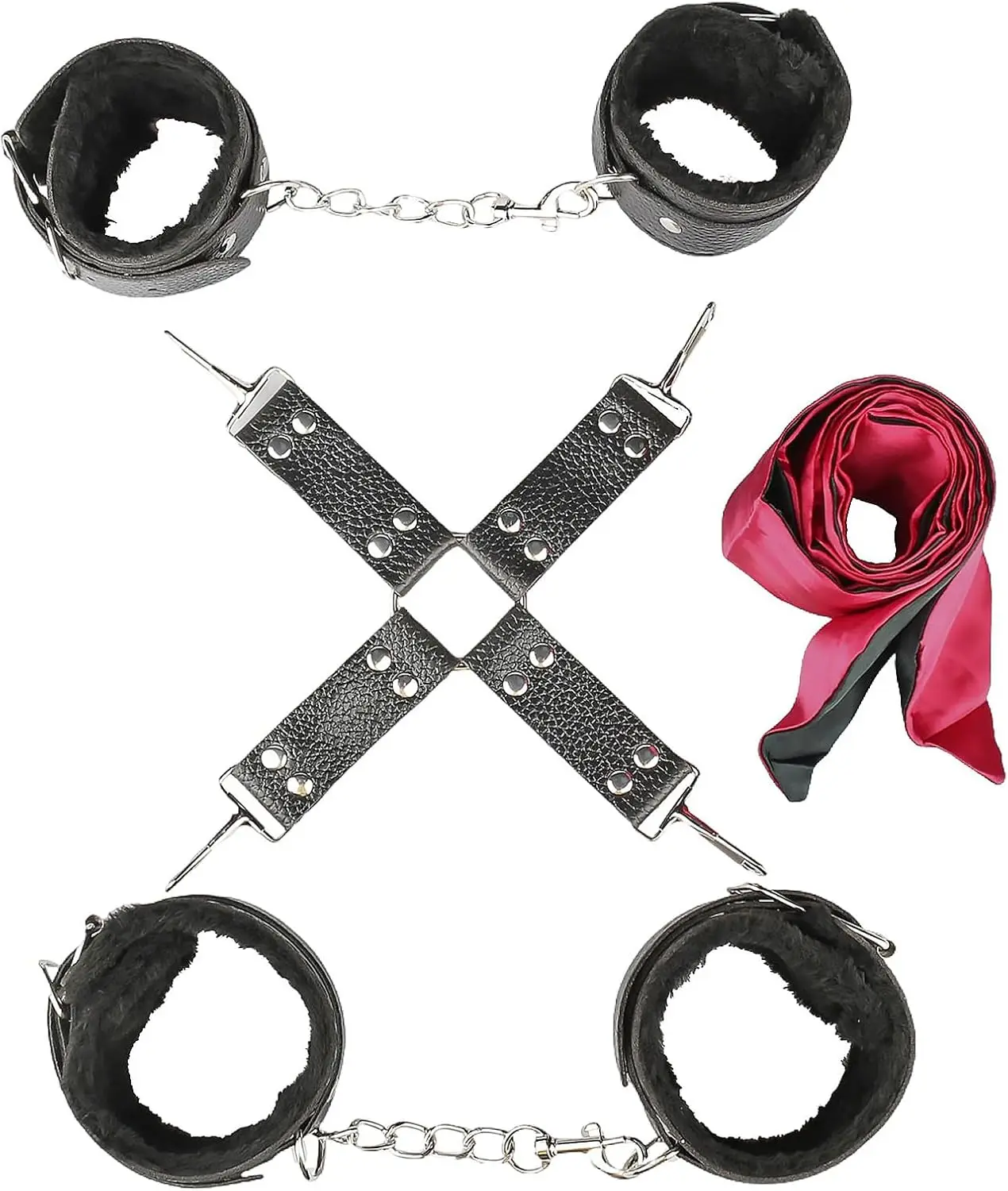 目隠し付き手と脚用の袖口、zeoabsy-柔らかくふわふわの強力なレザー手錠、カップル用の拘束袖口、bdsm