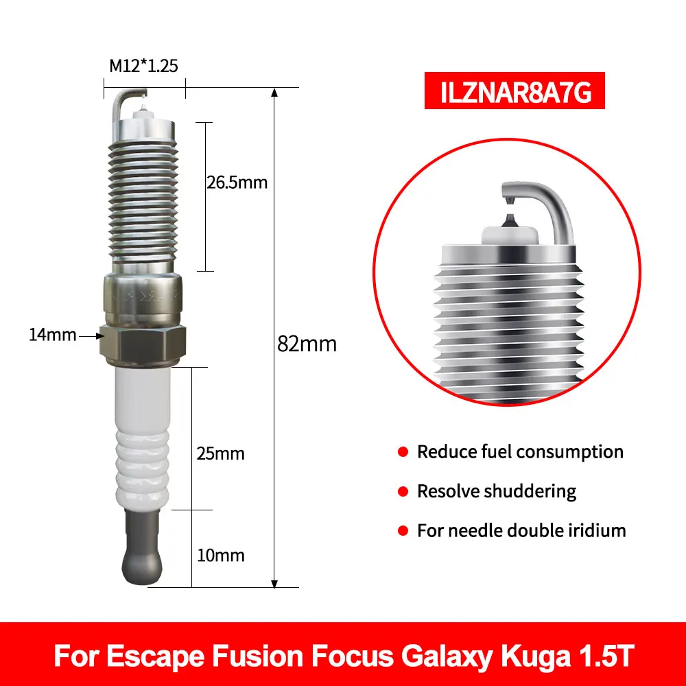 For NGK ILZNAR8A7G 91924 Dual Iridium Spark Plugs For FORD FIESTA 6 FOCUS 3 KUGA 2 MONDEO 5 S-MAX B-MAX 2012-2017 1.0 1.5 SP539