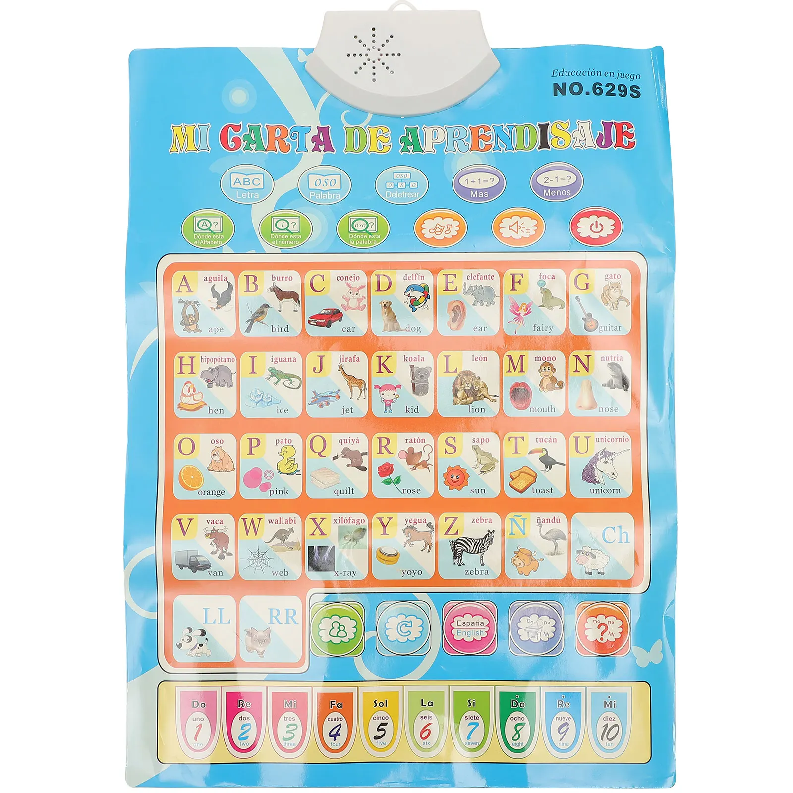 Tweetalige geluidswandkaart Waterdicht Kinderen leren voor kinderdagverblijf Speelkamer Spaans Engels Praten Poster Elektronisch educatief