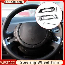 2Pcs ABS Chrome Car Steering Wheel Cover Decoration Sticker Trim for Citroen C4 Classic 2012 2013 2014 2015 2016 Accessories