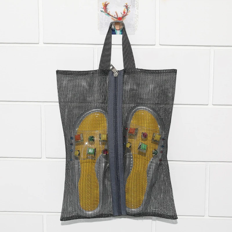 

Сетчатая пляжная сумка большой емкости, Портативная сумка для душа, прозрачная Сетчатая Сумка для макияжа, однотонные дорожные сумки для хранения и плавания