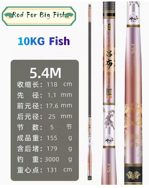 FuYanSan High Carbon Rod Fishing Pole Ultra-Light Carp Fishing Rod Long Section Powerful Hand Rod 7.2m 8.1m 9.0m for Big Fish