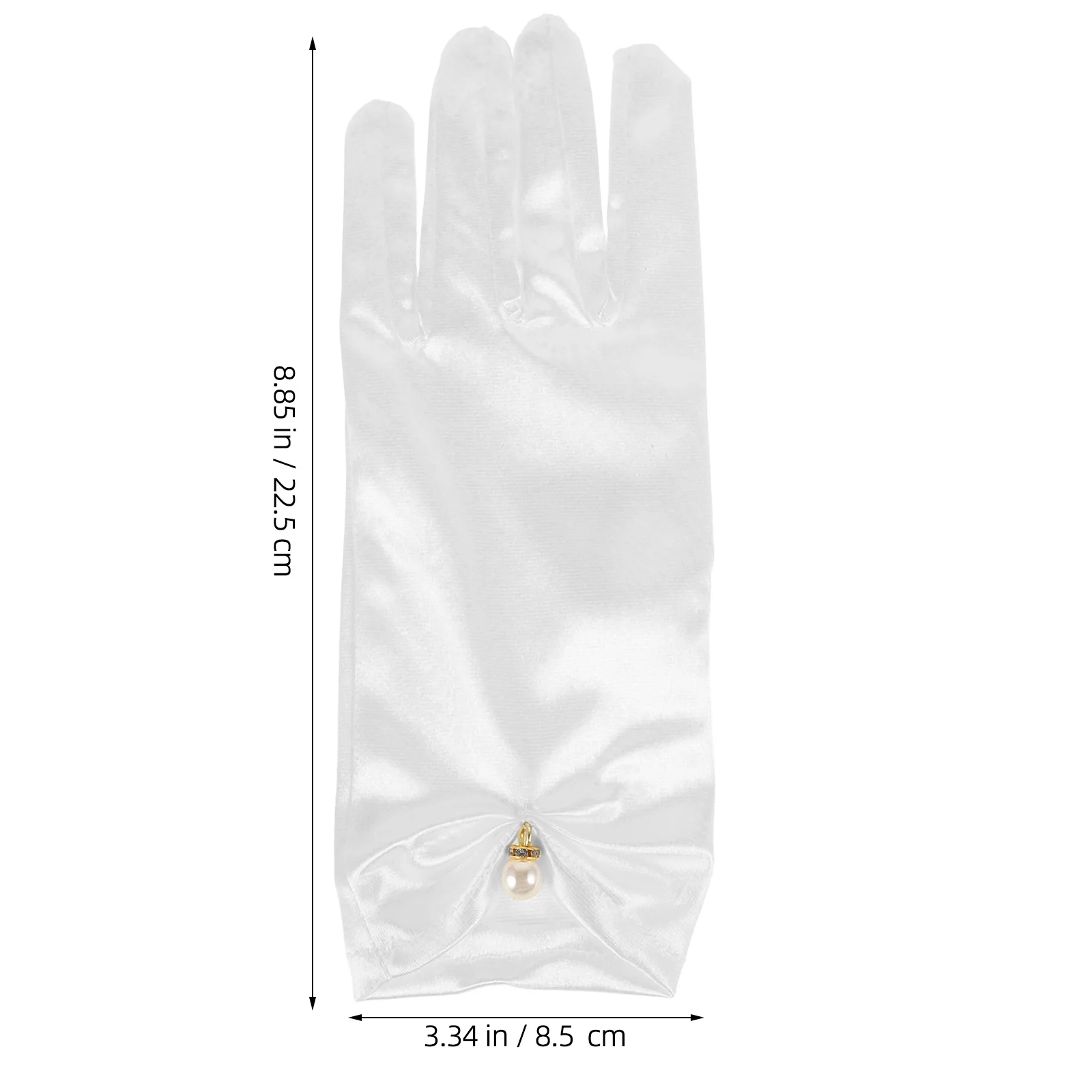 1 زوج قفازات الزفاف الدانتيل الأبيض قصيرة الساتان طول المعصم أنيقة القوس تصميم الزفاف التصوير الفوتوغرافي اللؤلؤ الديكور #3