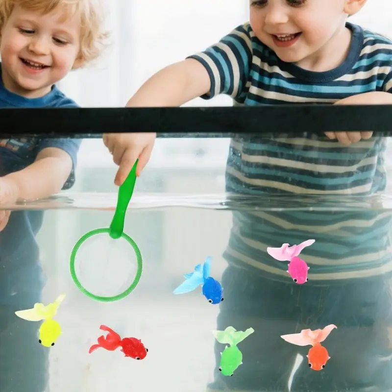 Juguete de pesca para bañera, juego de pesca para piscina y baño con red flotante, juego de captura de peces de animales para verano, niños pequeños y niñas