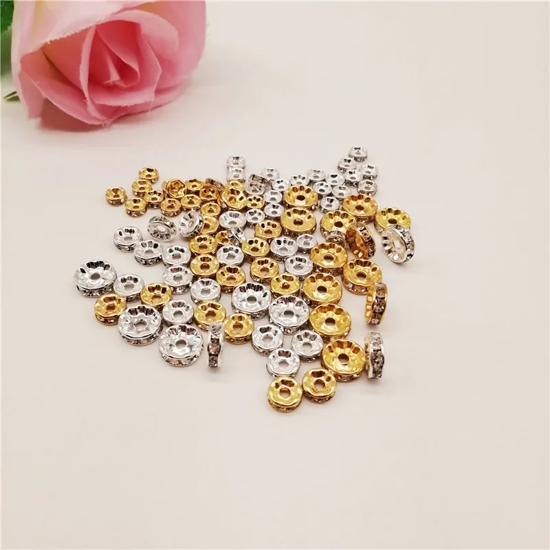 500pcs/lot Jewelry Making Spacers Rhinestone Round Rondelle Spacer Bead for Bracelet Pendants Jewelry Findings Beads Accessories