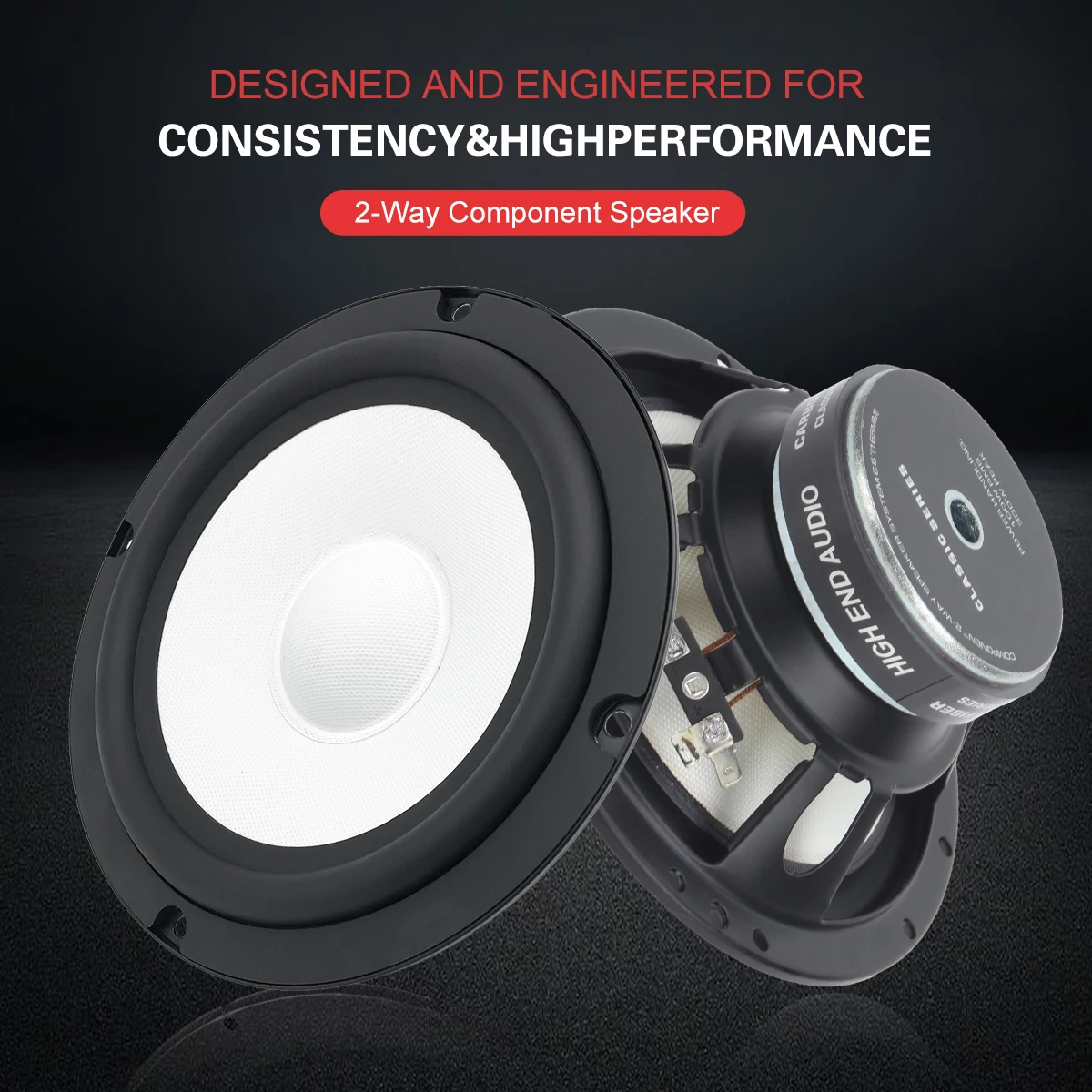 Zeming Audio YS-65203 High End Glass Fiber Cone 2 Way Car Speakers 6. 5 Inches Car Component Speaker Sound System