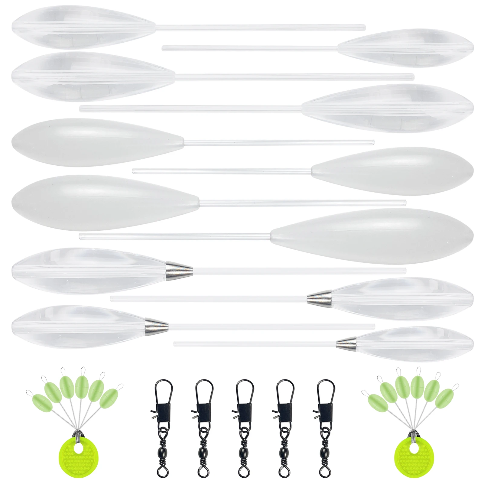 25-29pcs Fishing Floats Set 8-20g Throwing Upward Bobber Acrylic Long Casting Fishing Buoy Space Beans Swivels Kit for Carp Bass