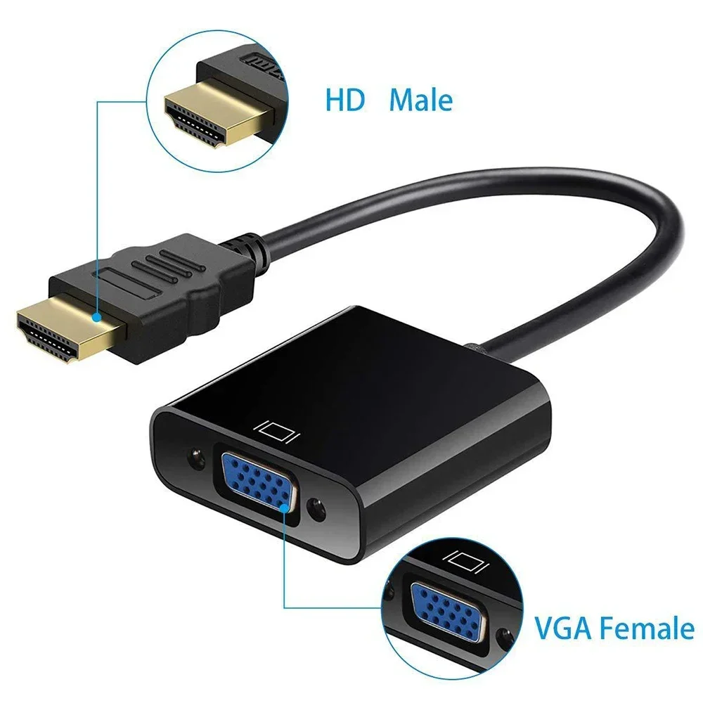 HD 1080P HDMI-compatible to VGA Adapter Digital Analog HDMI-compatible Male to Famale VGA Cable Converter For PC Laptop Tablet