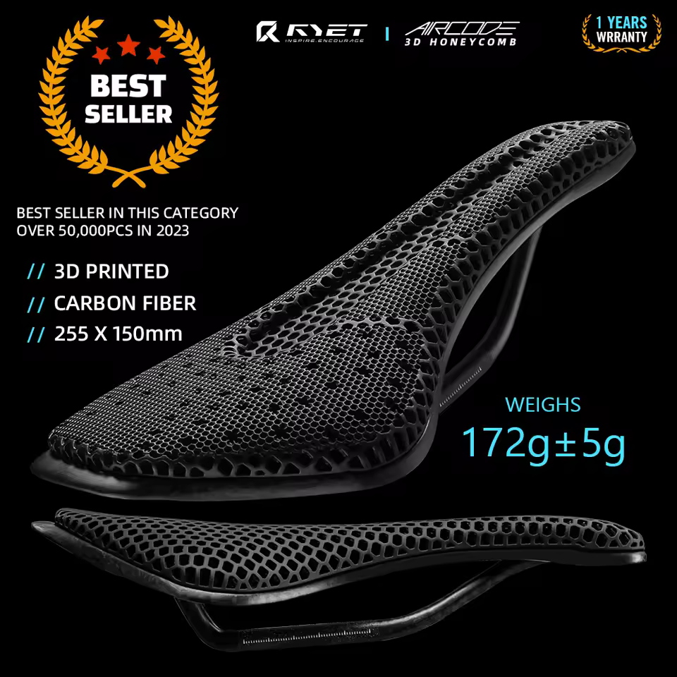 RYET AIRCODE 3D Printed Saddle Review, Full Carbon Bike Seat for Road and MTB Riders image 3