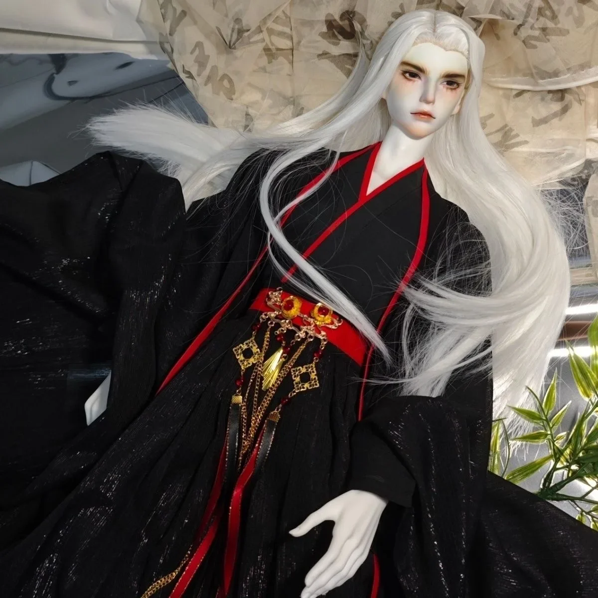 

Юбка в древнем стиле 1/4, одежда для кукол BJD, платье для куклы дяди 1/3, черно-красное платье