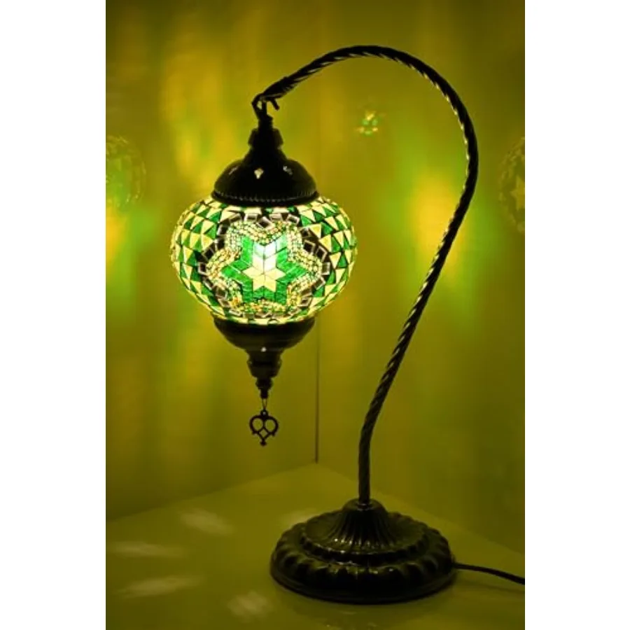 

Swan Neck Turkish Moroccan Lamp Handmade Stained Mosaic Glass Vintage Lamp Shade Bohemian Tiffany Style Bedside Night Lamp Ligh