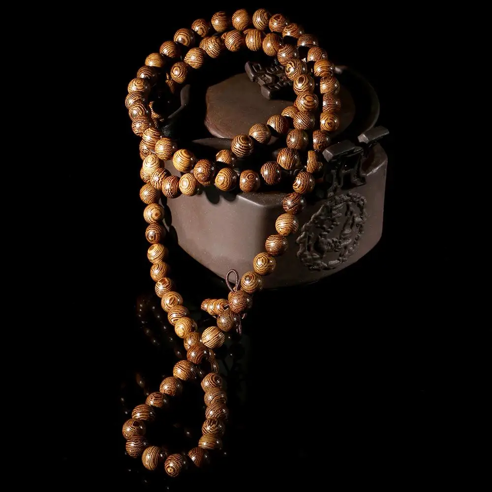 Fashion Hot Sale Tibetan Buddhist Wooden Bangle Jewelry Wenge Mala Bracelet Rosary Buddha Prayer Beads