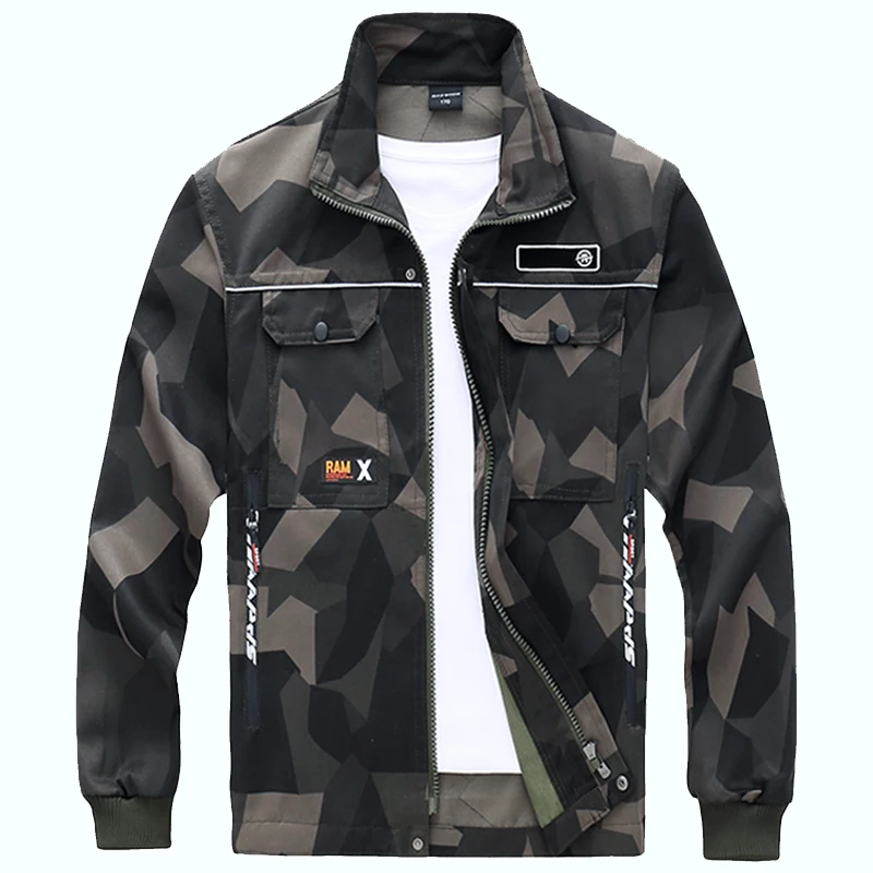 

Мужская камуфляжная рабочая куртка: повседневная, износостойкая спецодежда для рабочих, из смесовой хлопковой ткани, для офиса