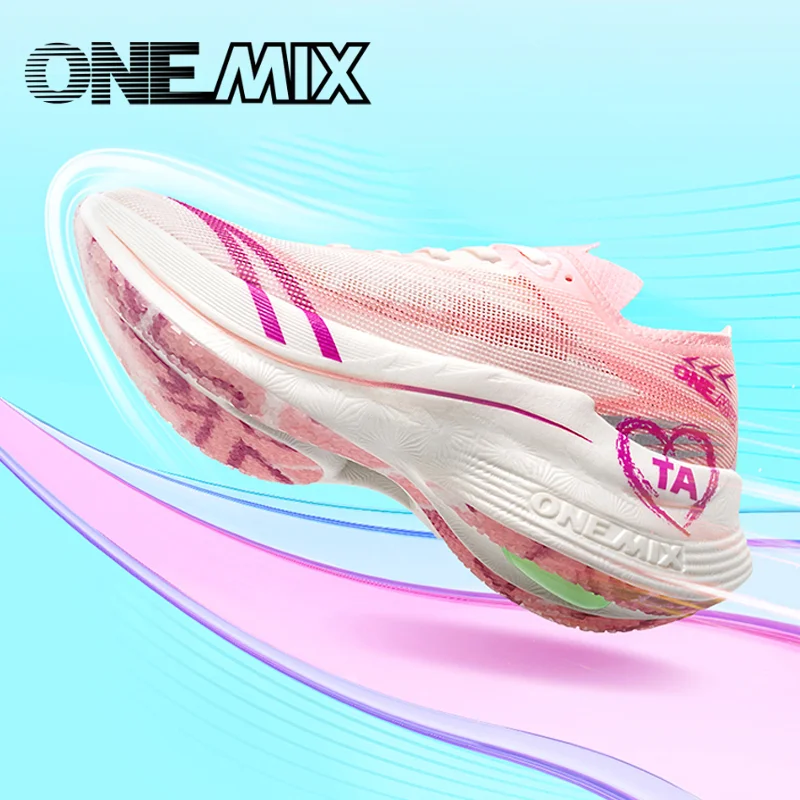 ONEMIX New Professional Running Shoes for Men Anti-slip Ultra-light Rebound Athletic Nylon Plate Sport Shoes Student Sneakers