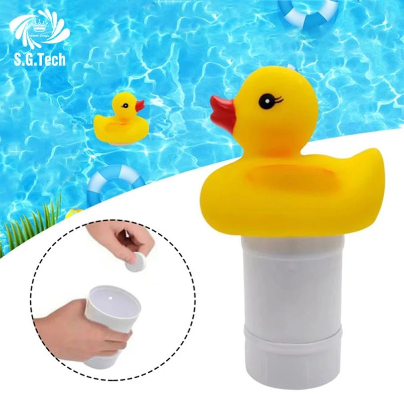 PVC Animal Plastic Duck Floating Chlorine Tablet Dispenser Waterproof RoHS Certified For Swimming Pools