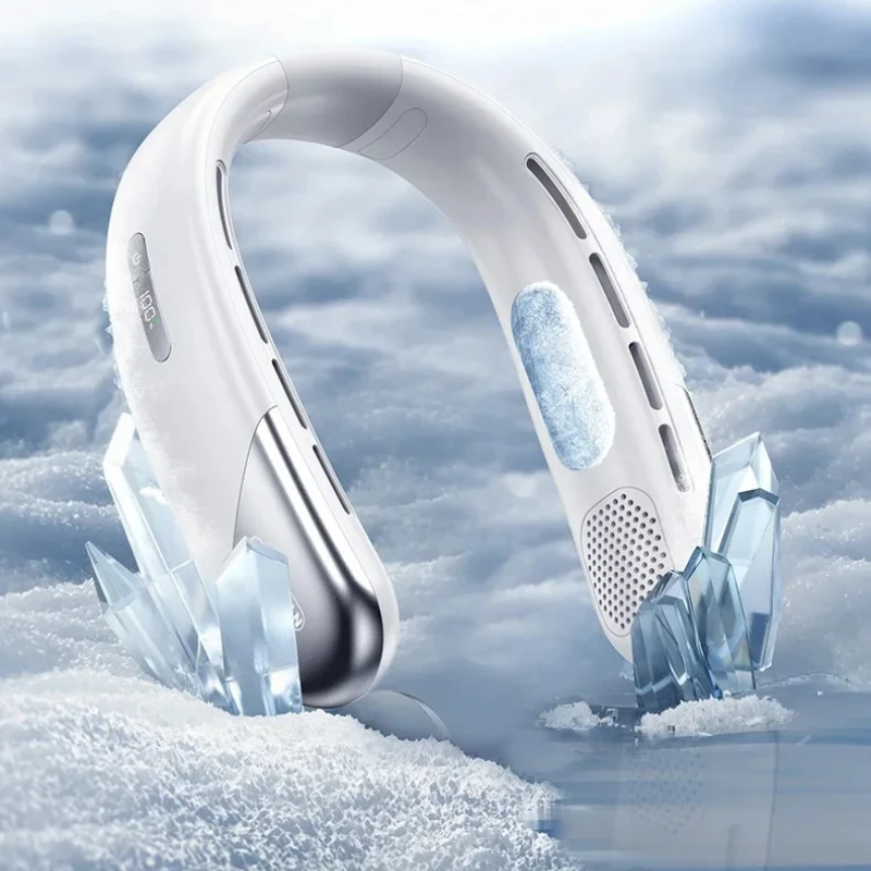 Портативный шейный вентилятор 10000 мАч, мини-безлопастной бесшумный вентилятор с шейным ремешком, USB перезаряжаемый, 3 скорости, бесшумный, беспроводной электрический вентилятор для шеи