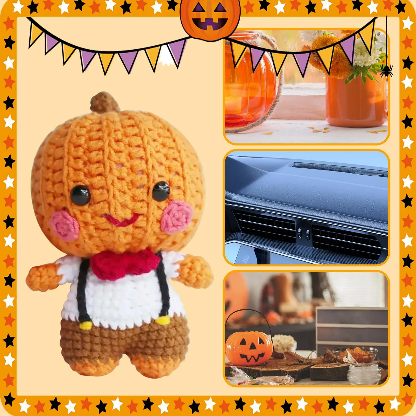 Halloween Crocheting Cartoon Pumpkin Autumn Harvest Crochet Pumpkins Decoration For Thanksgiving Table Home Decorative