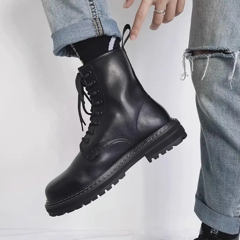 البريطانية الأسود فارس الإنترنت المشاهير Ins الأدوات الجلدية قاطرة تنوعا المخملية وسيم عالية الجودة العصرية أحذية رجالي #4