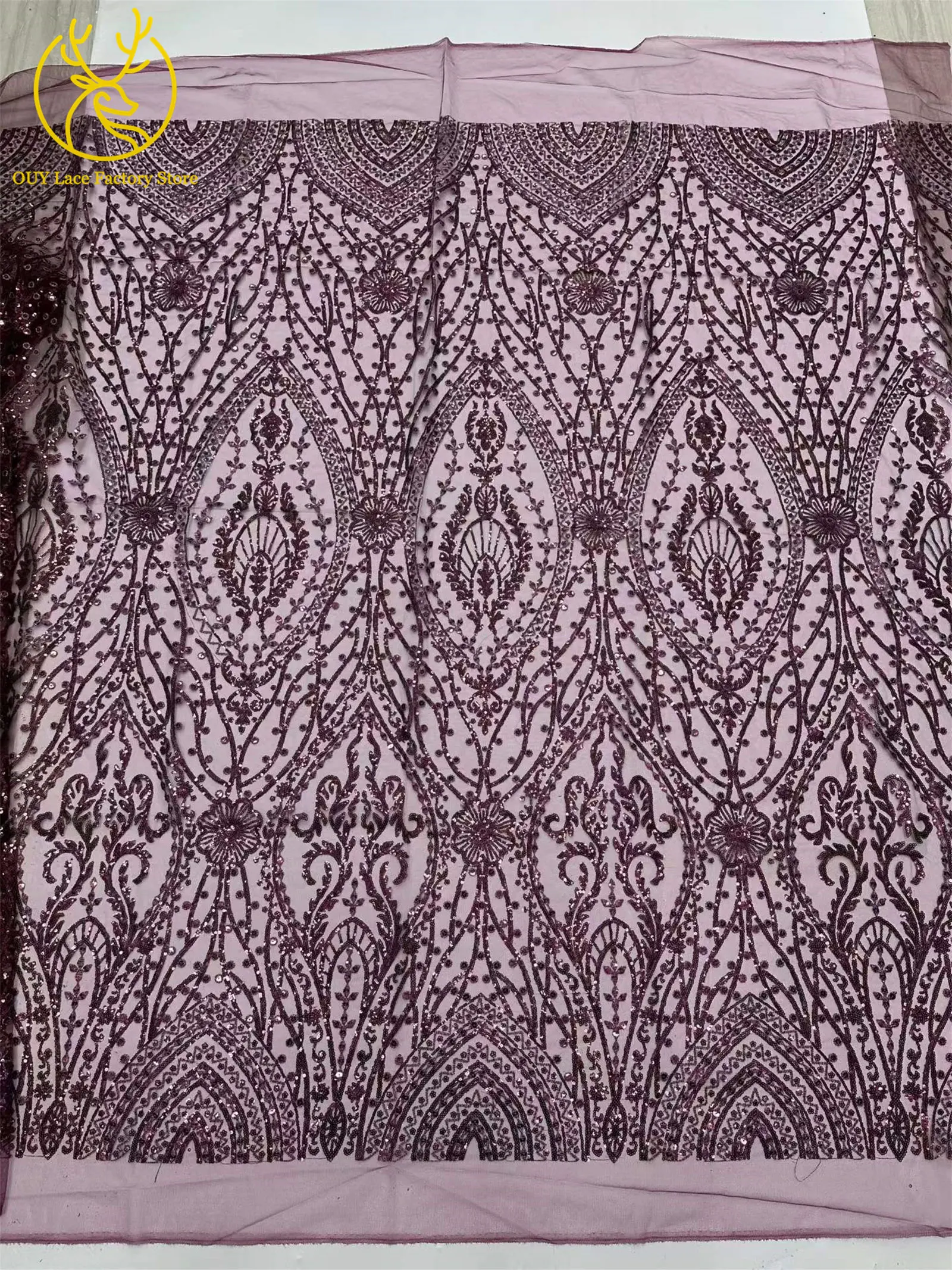 5 Yards Brauner Afrikanischer Spitzenstoff 2026 Nigerianische Pailletten Perlen Hochzeitsdekoration Tüll-Spitzenstoff Braut Partykleid Nähen – Detail 8