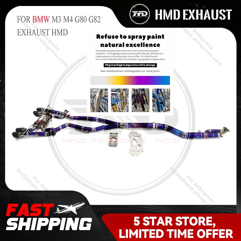 

System Performance Catback for BMW M3 M4 G80 G82 3.0T Muffler With Valves And Ti Tips HMD Titanium Exhaust
