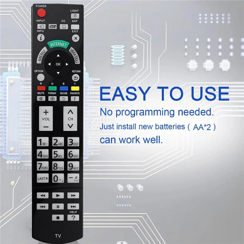パナソニックTVの交換用リモコン,モデルn2qayb000703, tc-l42et5, tc-p55vt50, tc-p50st50, tc-l55et5, tc-p55st50, tc-l47et5, tc-p55st50