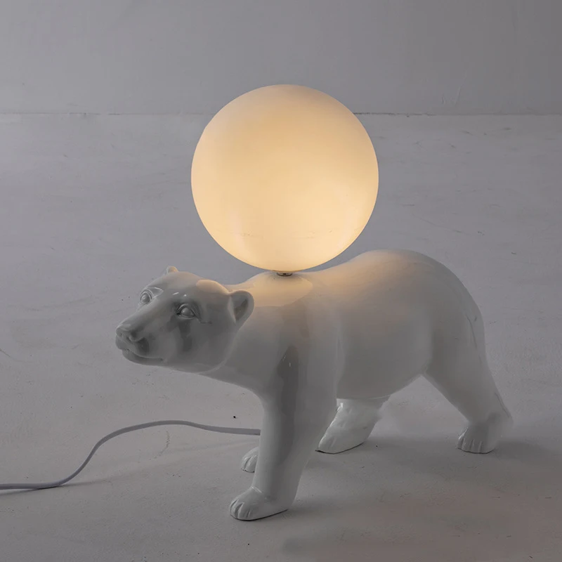 BERTH Nordic Modern Table Lamp Creative White Glass Resin Desk Lights LED Decor for Home Children Bedroom Living Room